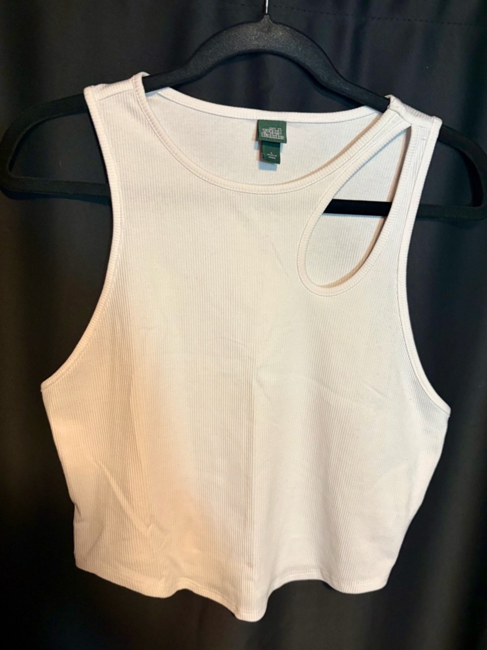wild fable white Ribbed, One-Shoulder Cutout, Tank